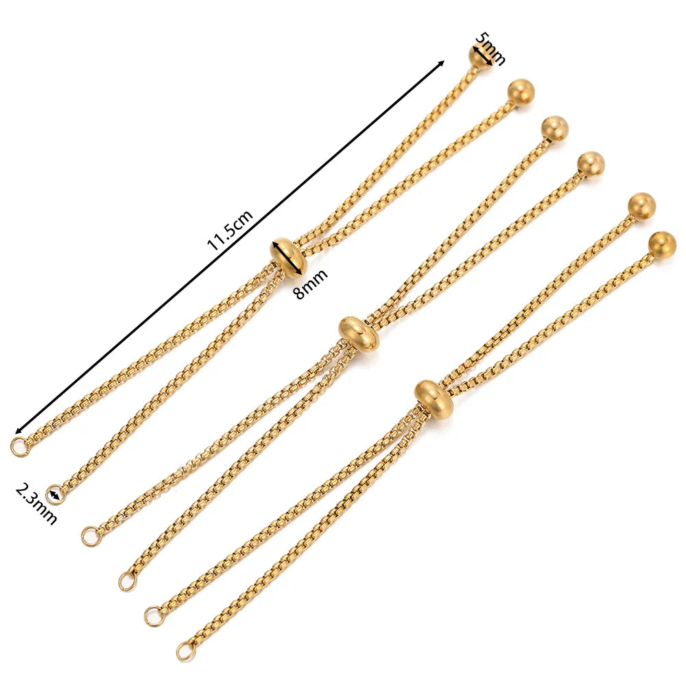 Stainless Steel Bracelet Extenders Adjustable Slider 3Pc Gold 04 3pcs - Tophatter Daily Deals
